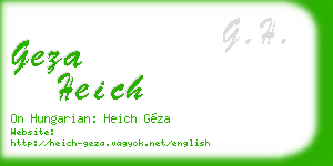 geza heich business card